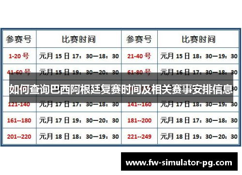 如何查询巴西阿根廷复赛时间及相关赛事安排信息 如何查询巴西阿根廷复赛时间及相关赛事安排信息