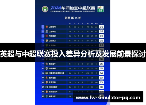 英超与中超联赛投入差异分析及发展前景探讨